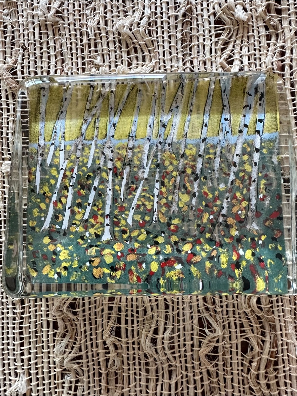 Ittala Finland Glass Paperweight Birch Trees Signed Helja Liukko Sundstrom